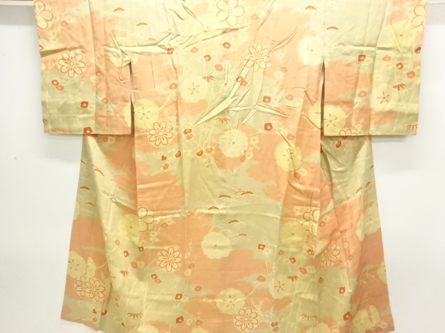 JAPANESE KIMONO / ANTIQUE FLOWER PATTERN JUBAN
